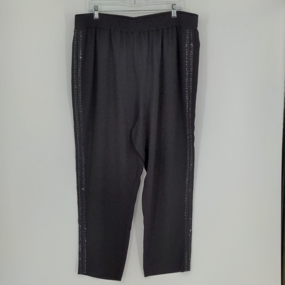 Kobi Halperin Women's Black Pull On Pant Size Extra Extra Large Gem Racer Stripe